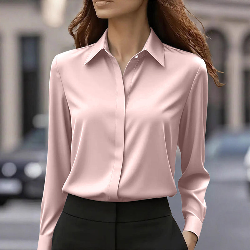 Clara | Blusa de Escritório Feminina com Gola de Aba