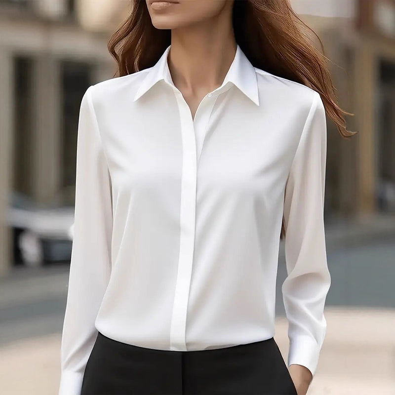 Clara | Blusa de Escritório Feminina com Gola de Aba