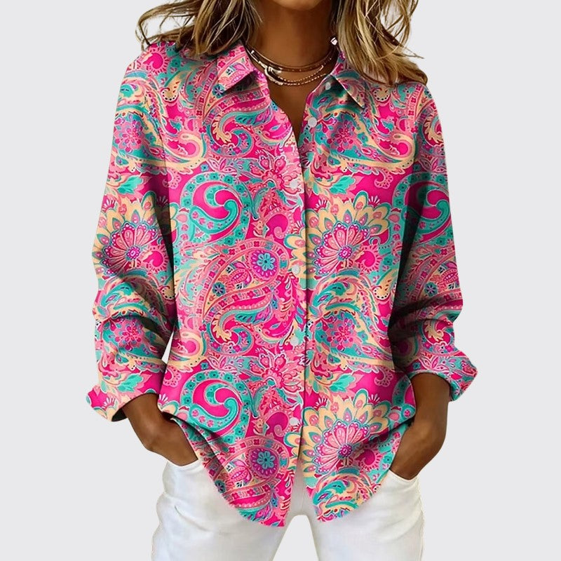Clara | Blusa de Senhora com Estampa Paisley e Botões