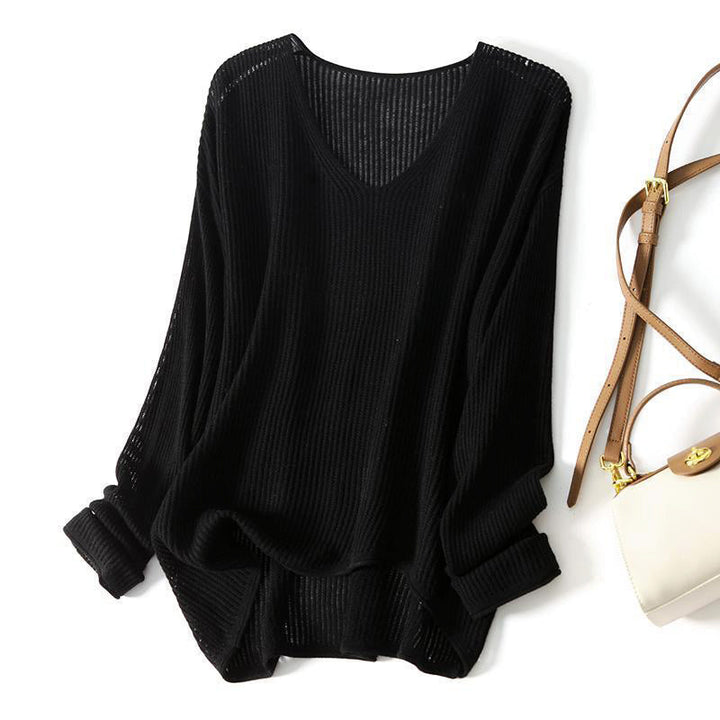 Clara | Camisola oversized canelada de decote em V para mulher