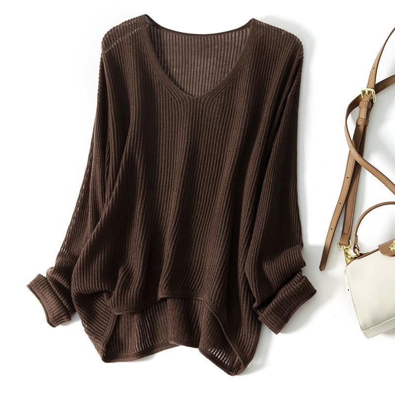 Clara | Camisola oversized canelada de decote em V para mulher
