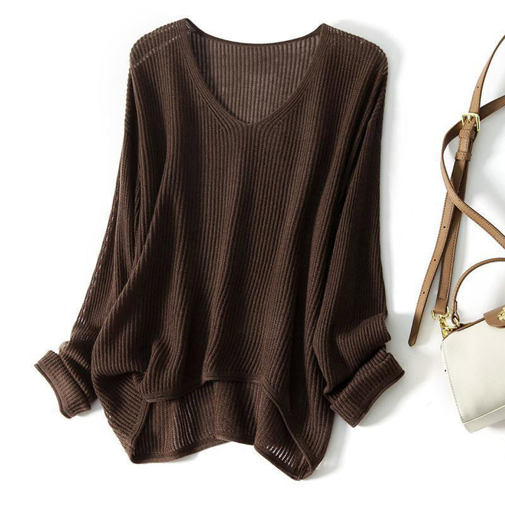 Clara | Camisola oversized canelada de decote em V para mulher