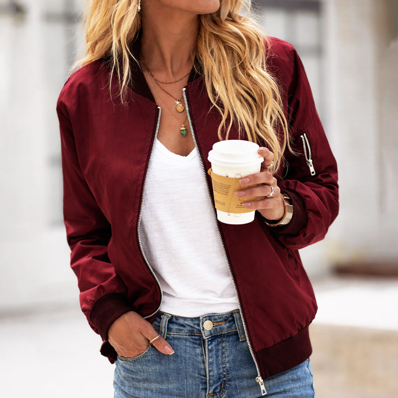 Blouson bomber zippé pour femme