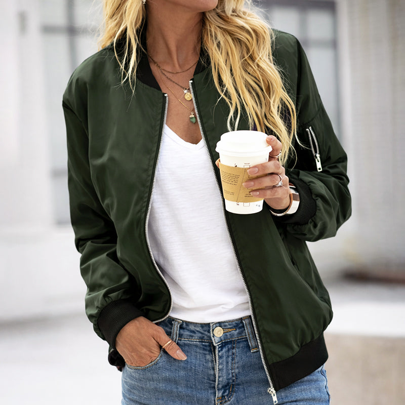 Blouson bomber zippé pour femme