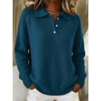 Women's Comfort Knit Polo Sweater Navy Blue