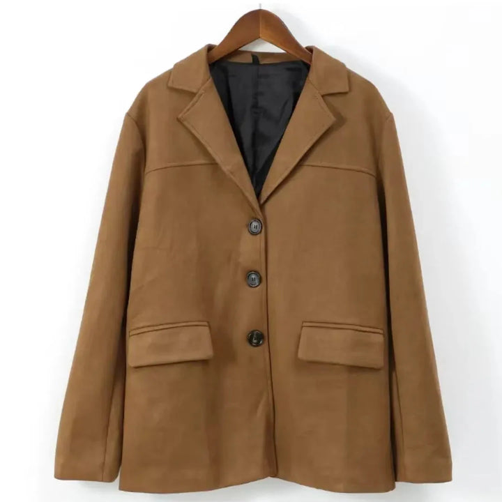 Classic Brown Suede Jacket for Women 3XL