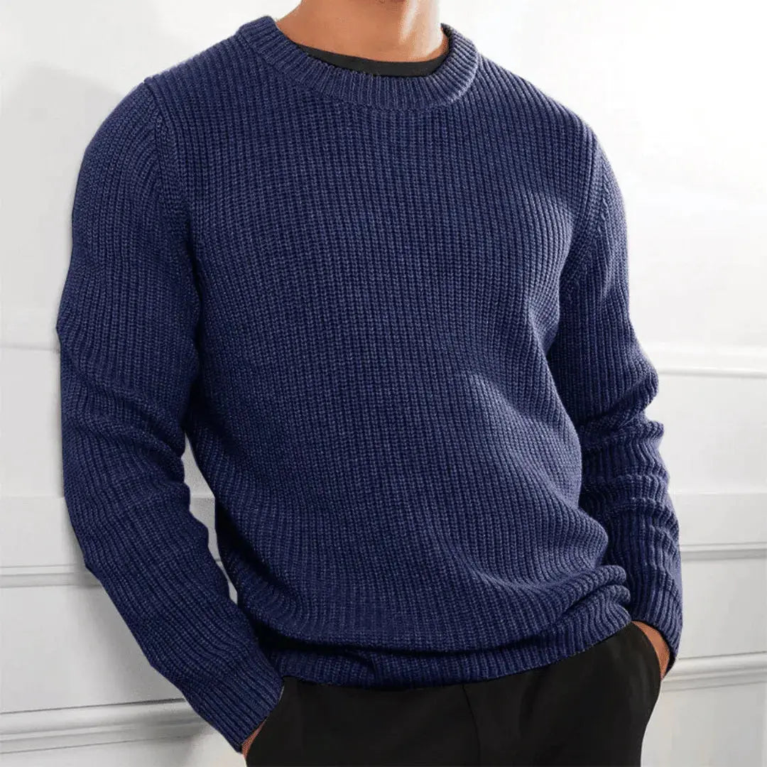Classic Crewneck Sweater for Men Blue
