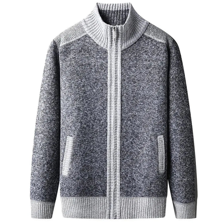Classic Knit Zip-Up Cardigan for Men Dark Gray