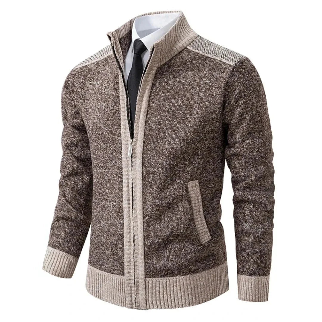 Classic Knit Zip-Up Cardigan for Men