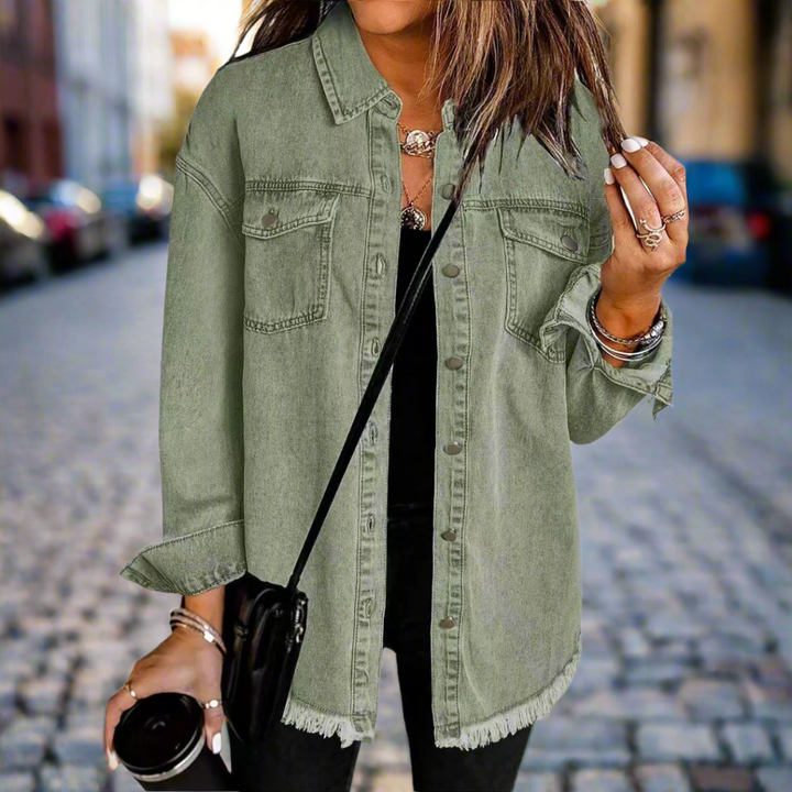 Classic Lightweight Denim Jacket Olive Green