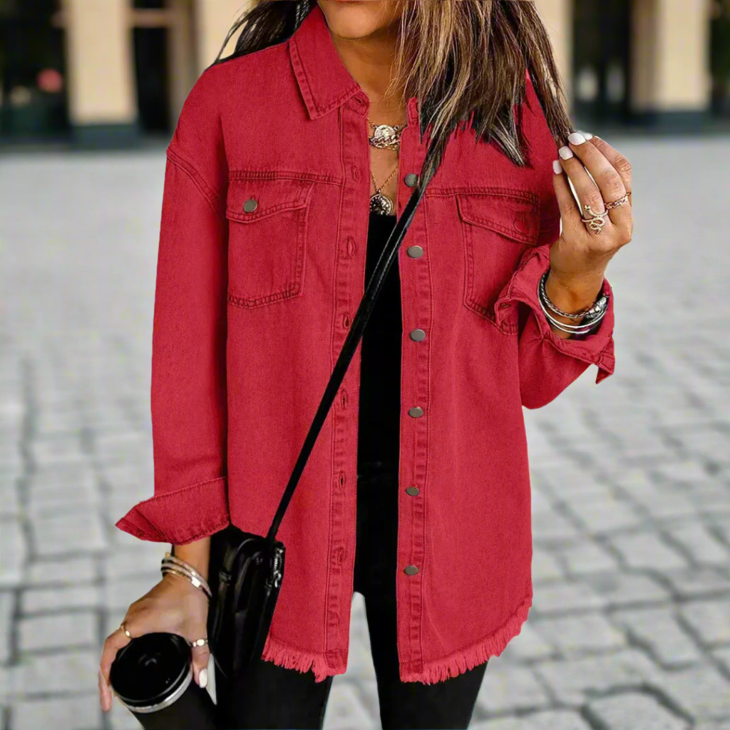 Classic Lightweight Denim Jacket Red