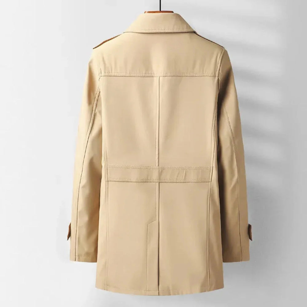 Classic Mid-Length Trench Coat for Men-MODAUTLET