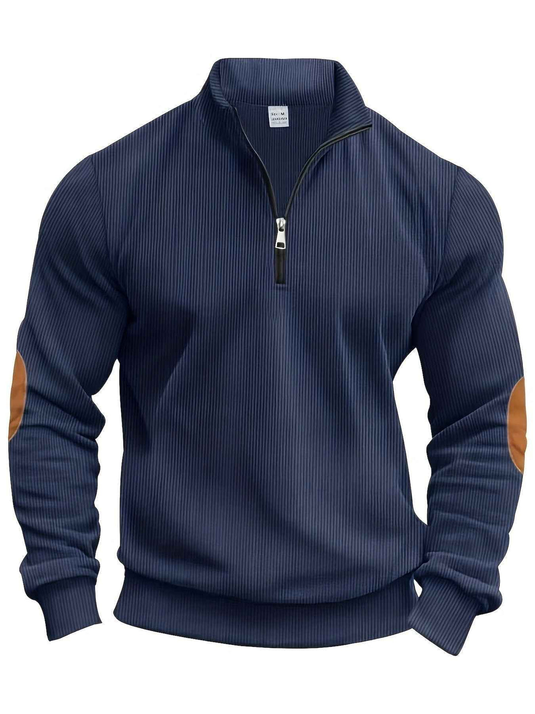 Classic Quarter Zip Ribbed Sweater for Men - Perfect for Everyday Wear Blue