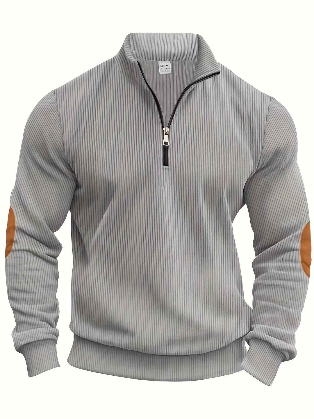 Classic Quarter Zip Ribbed Sweater for Men - Perfect for Everyday Wear Grey