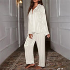 Women's Classic Striped Pajama Set – Comfortable & Stylish Sleepwear White
