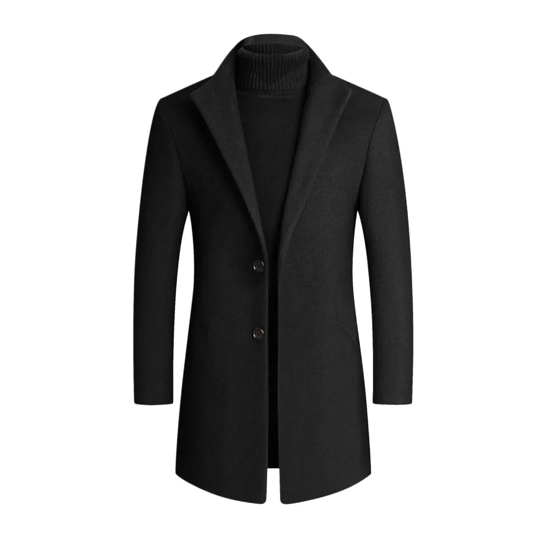 Classic Two-Button Wool Overcoat-MODAUTLET