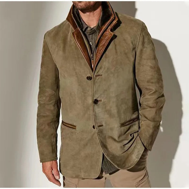 Classic Vintage Leather Jacket - Cesario Style Khaki