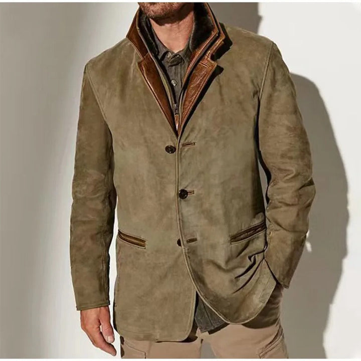 Classic Vintage Leather Jacket - Cesario Style Khaki