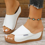 Women's Summer Wedge Slide Sandals White