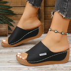 Women's Summer Wedge Slide Sandals Black
