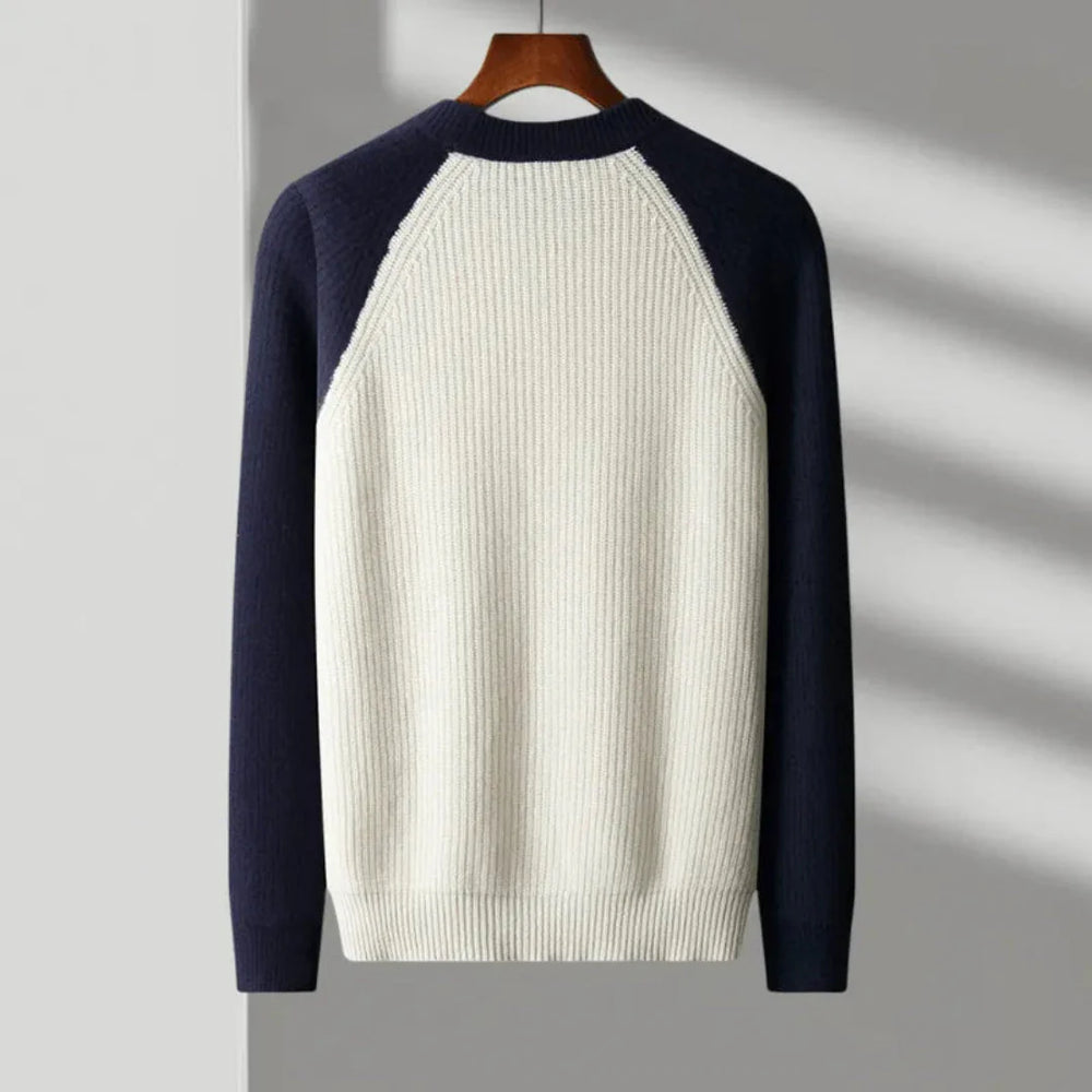 Color Block Knitted Wool Sweater