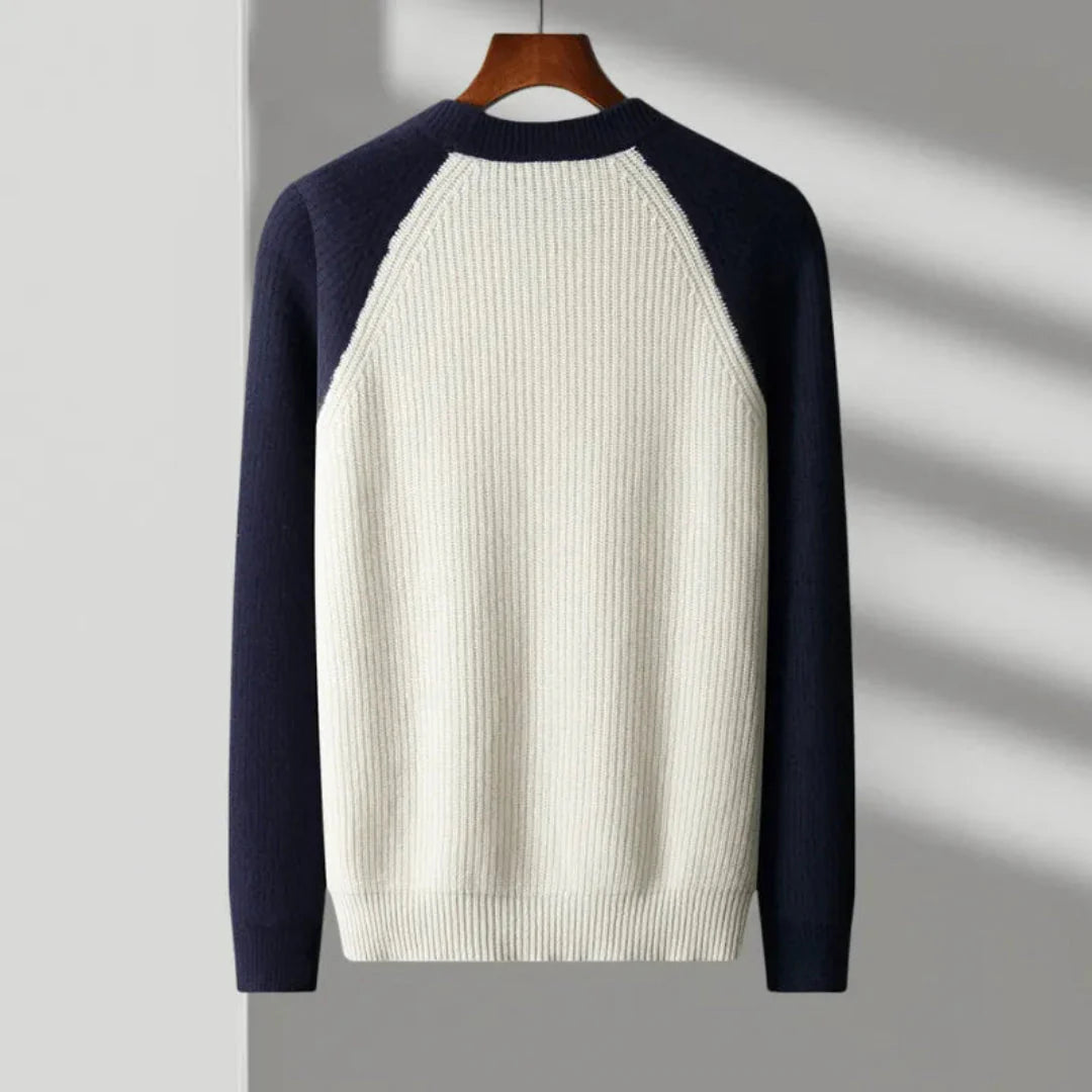 Color Block Knitted Wool Sweater