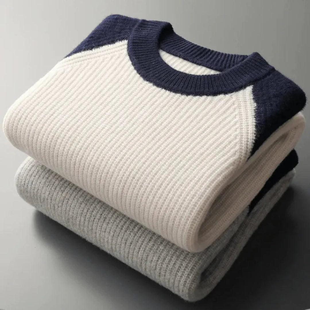 Color Block Knitted Wool Sweater