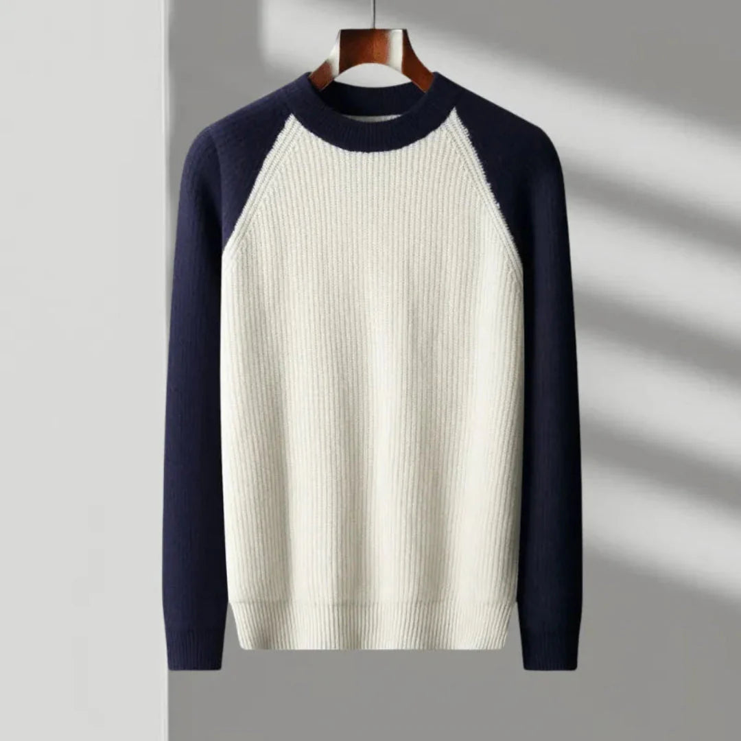 Color Block Knitted Wool Sweater