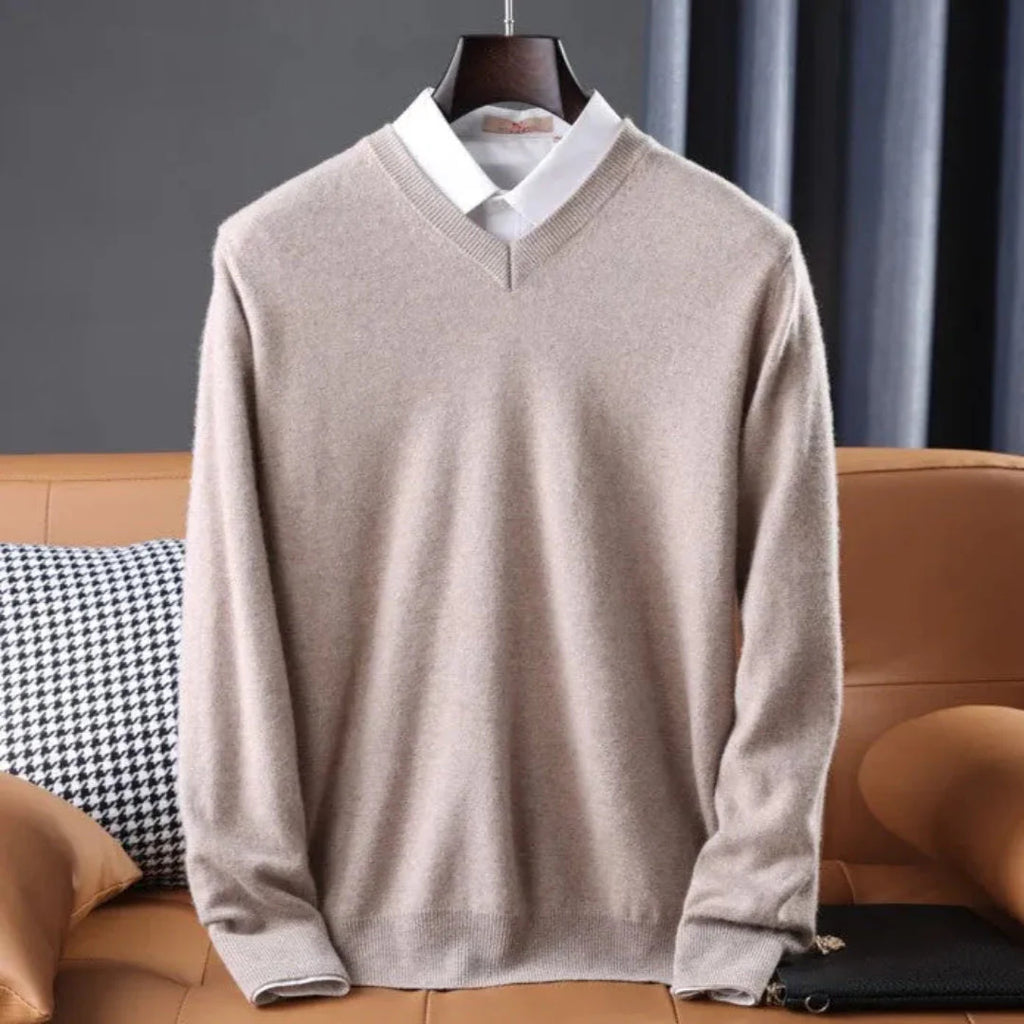 Cashmere V-Neck Sweater for Ultimate Comfort Beige