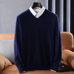 Cashmere V-Neck Sweater for Ultimate Comfort Navy