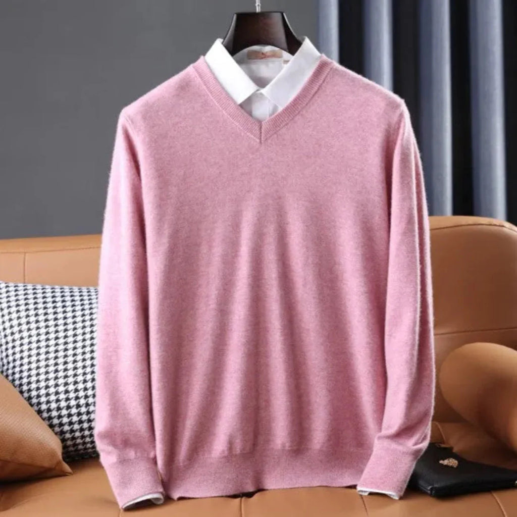 Cashmere V-Neck Sweater for Ultimate Comfort Pink