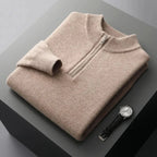 Half-Zip Wool Sweater for Men Camel