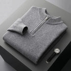 Half-Zip Wool Sweater for Men Gray
