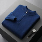 Half-Zip Wool Sweater for Men Navy