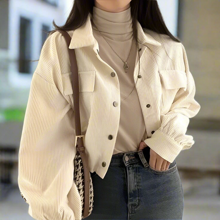 Corduroy Drawstring Short Jacket For Women Fall Wardrobe Apricot