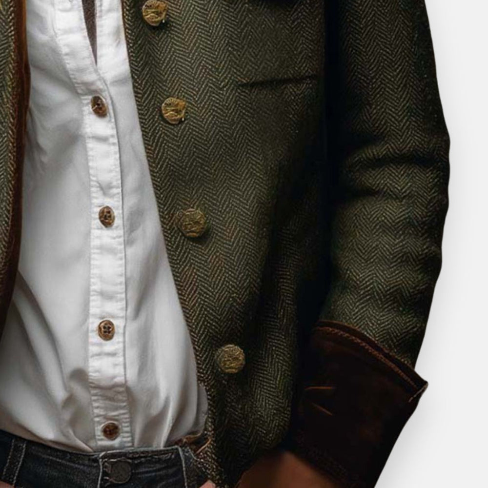 Corrie | Women's Tweed Jacket with Velvet Accents-MODAUTLET