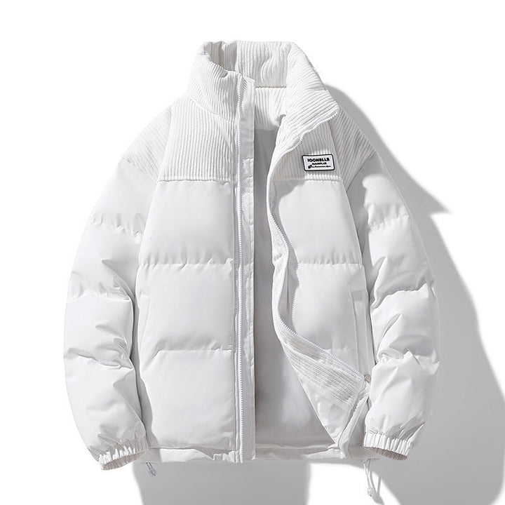 Cozy Corduroy Quilted Jacket With Wide Wale Style Detail White Puffer