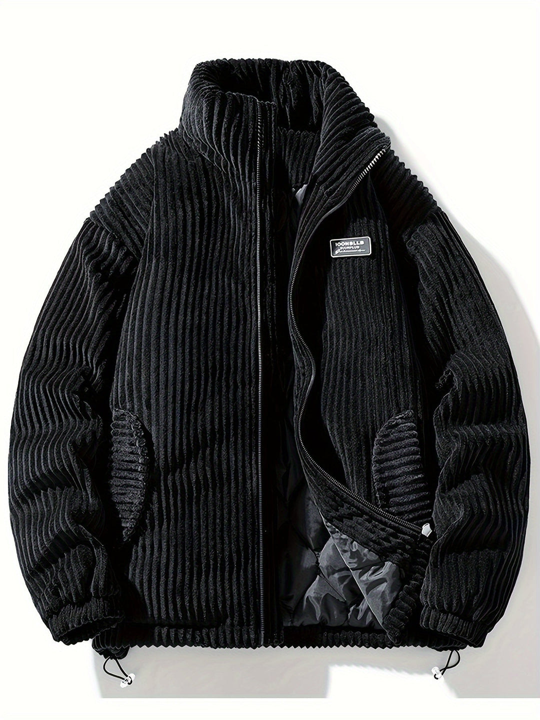 Cozy Corduroy Quilted Jacket With Wide Wale Style Detail Black