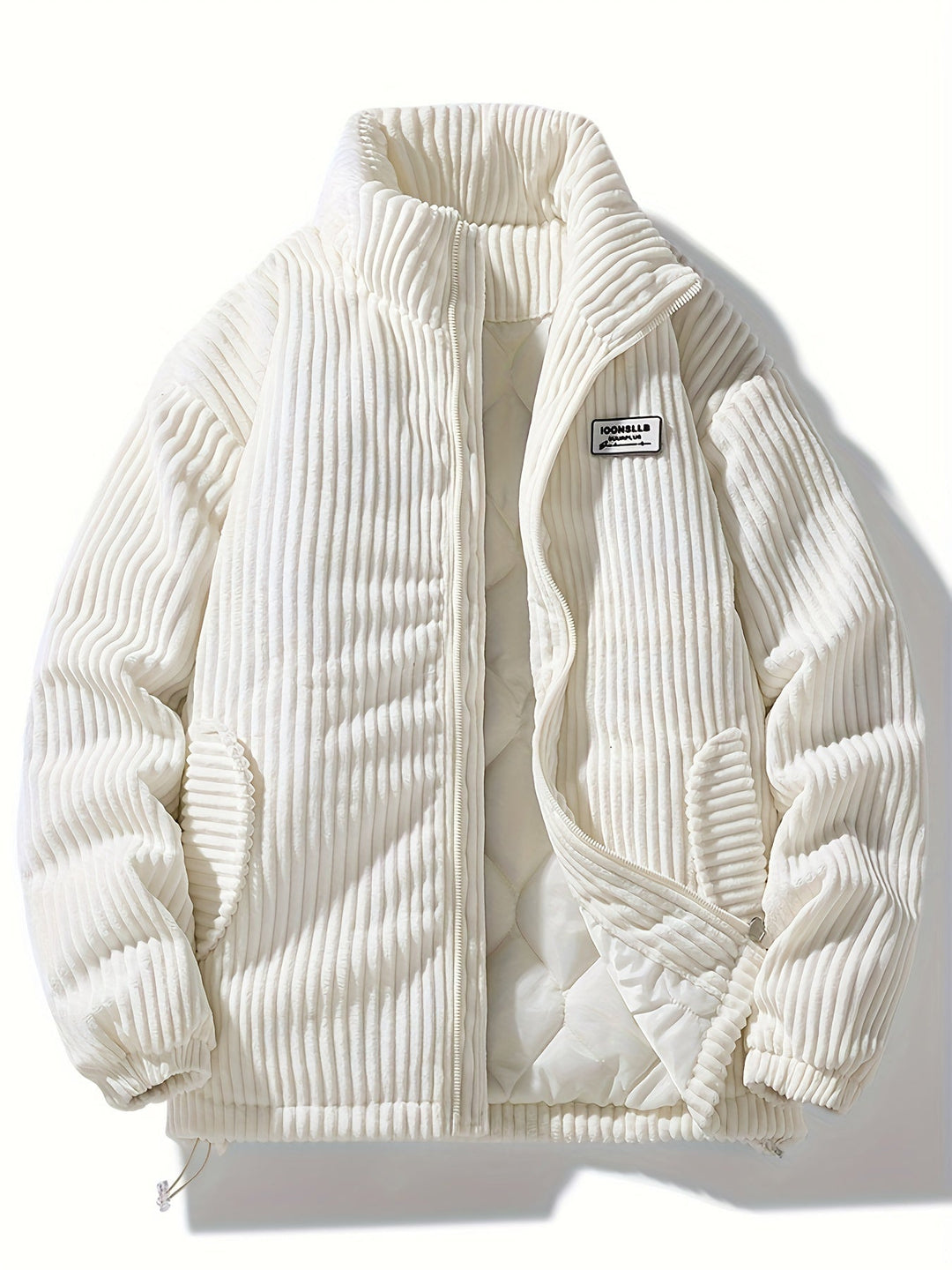 Cozy Corduroy Quilted Jacket With Wide Wale Style Detail Vanilla