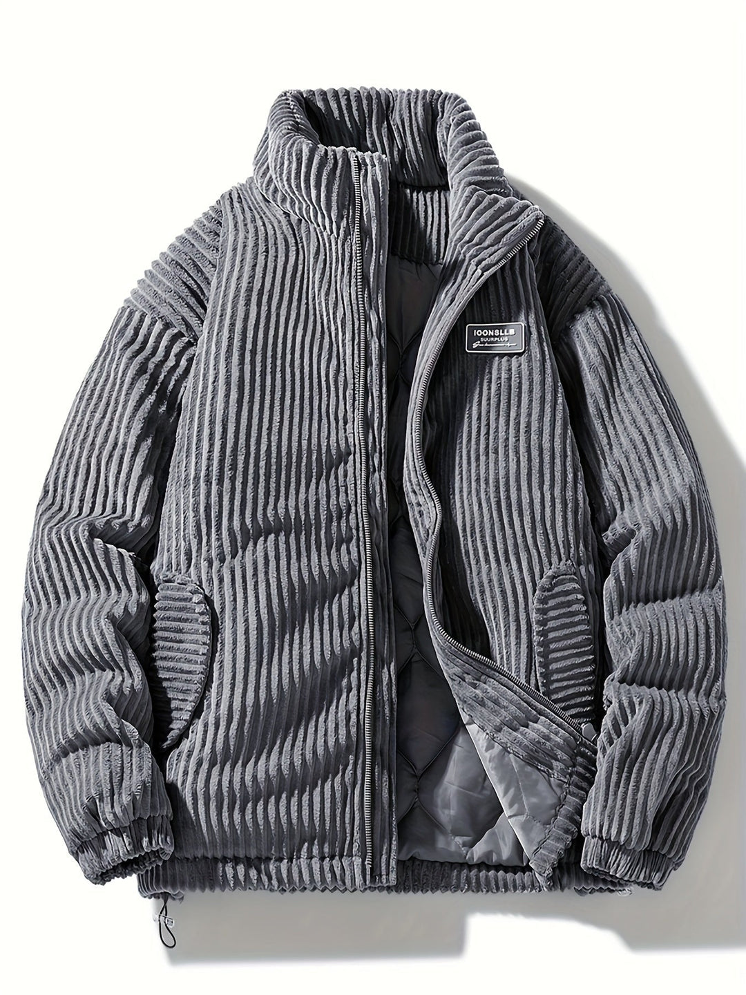 Cozy Corduroy Quilted Jacket With Wide Wale Style Detail Ash Gray