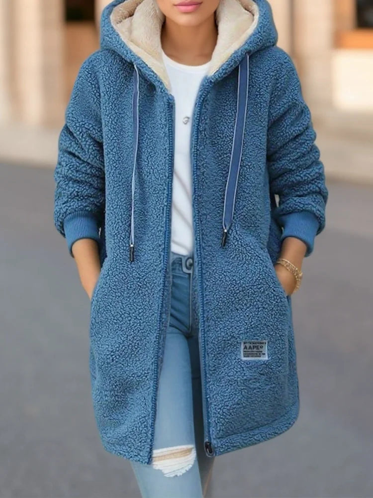 Cozy Fleece Winter Hoodie Blue
