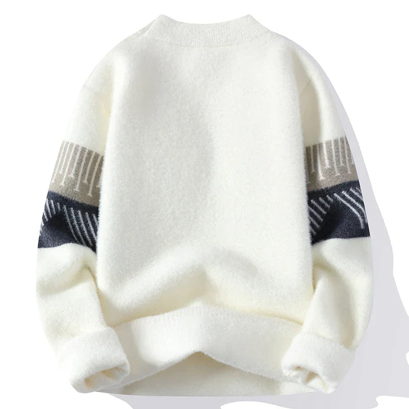 Cozy Geometric Patchwork Knit Sweater for Fall