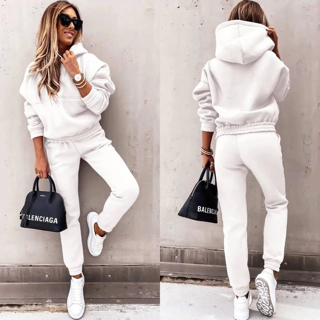 Women's Cozy Hoodie and Jogger Set – Effortless Style and Comfort White