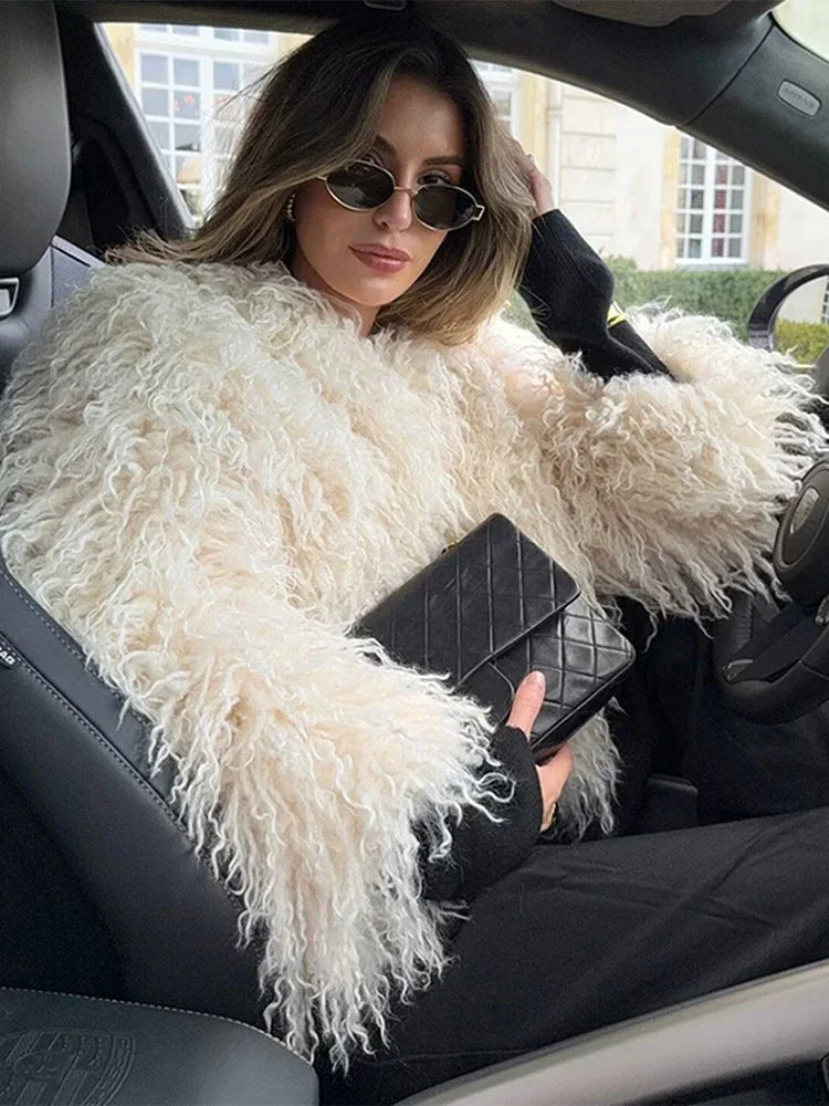 Cozy Long Sleeve Faux Fur Coat