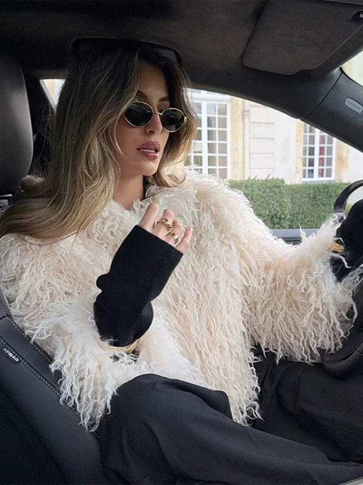 Cozy Long Sleeve Faux Fur Coat