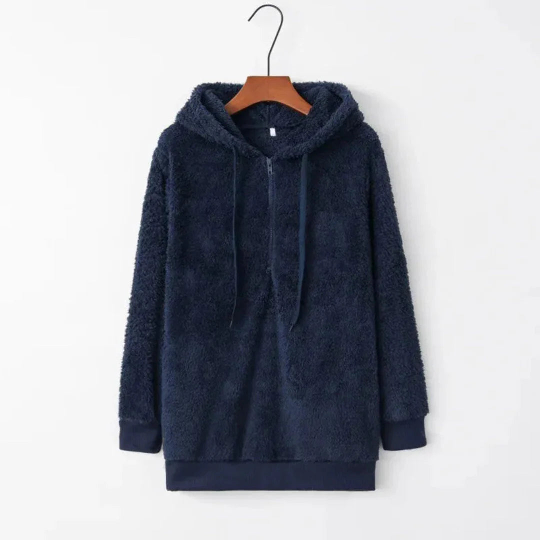 Cozy Oversized Sherpa Fleece Hoodie Blue