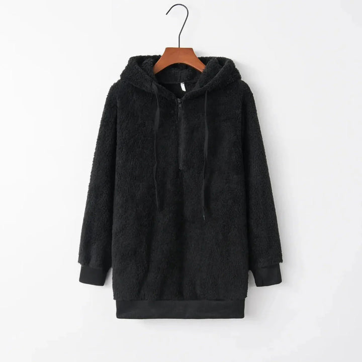Cozy Oversized Sherpa Fleece Hoodie Black