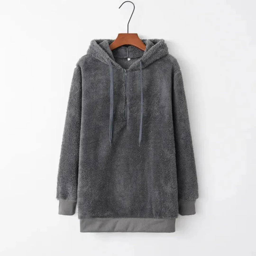 Cozy Oversized Sherpa Fleece Hoodie Gray