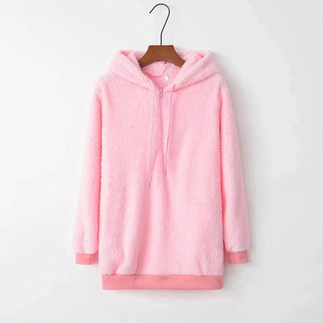 Cozy Oversized Sherpa Fleece Hoodie Pink