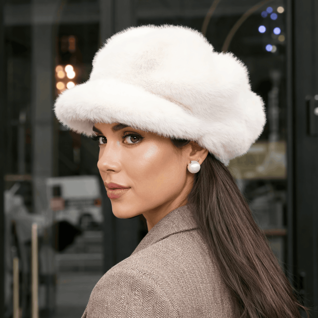 Cozy Plush Winter Beret White